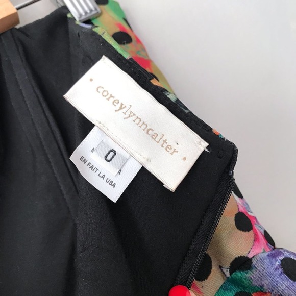 Anthropologie Sz 0 Corey Lynn Calter Polka Dot Strapless Floral Dress Was $298 - Picture 8 of 11